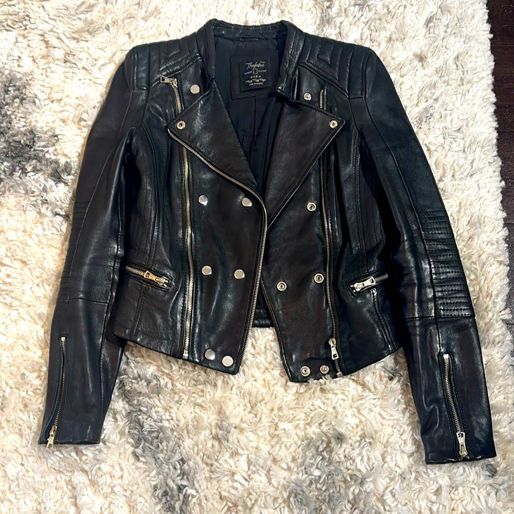 Vintage Zara Trafaluc leather moto jacket size XS